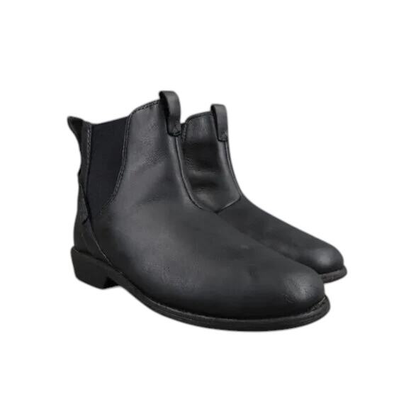 Teva Shoes Womens 5.5 Boots Leather Fashion Ellery Pull In Chelsea Casual Black - Picture 15 of 15